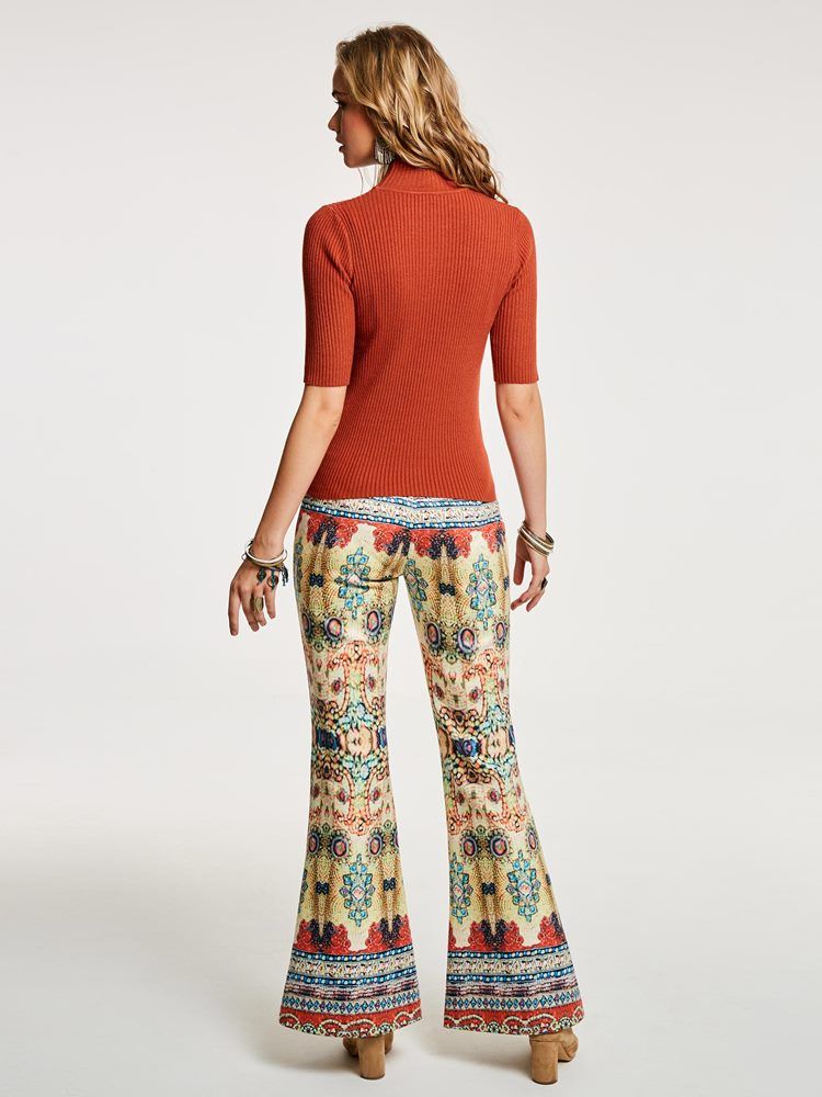 High-waist Geometric Print Women's Bellbottoms