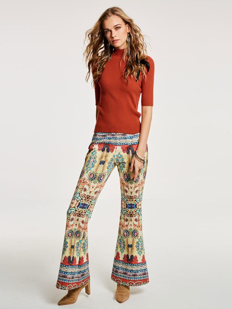 High-waist Geometric Print Women's Bellbottoms