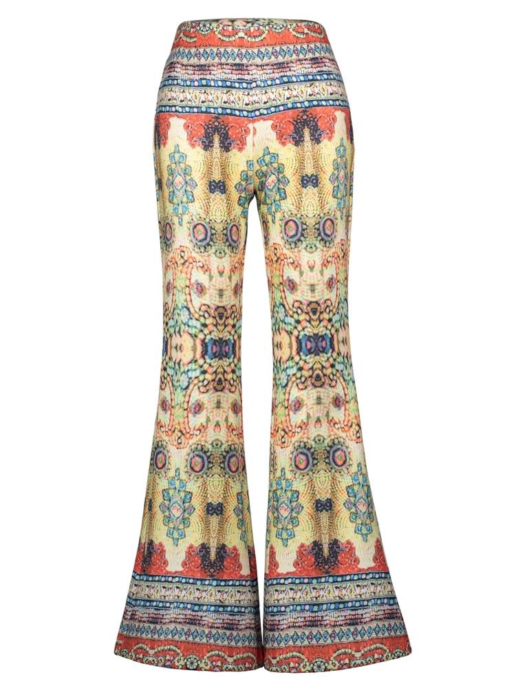 High-waist Geometric Print Women's Bellbottoms