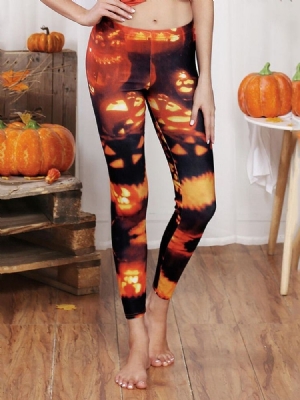 Kvinders Color Block Pumpkin Leggings