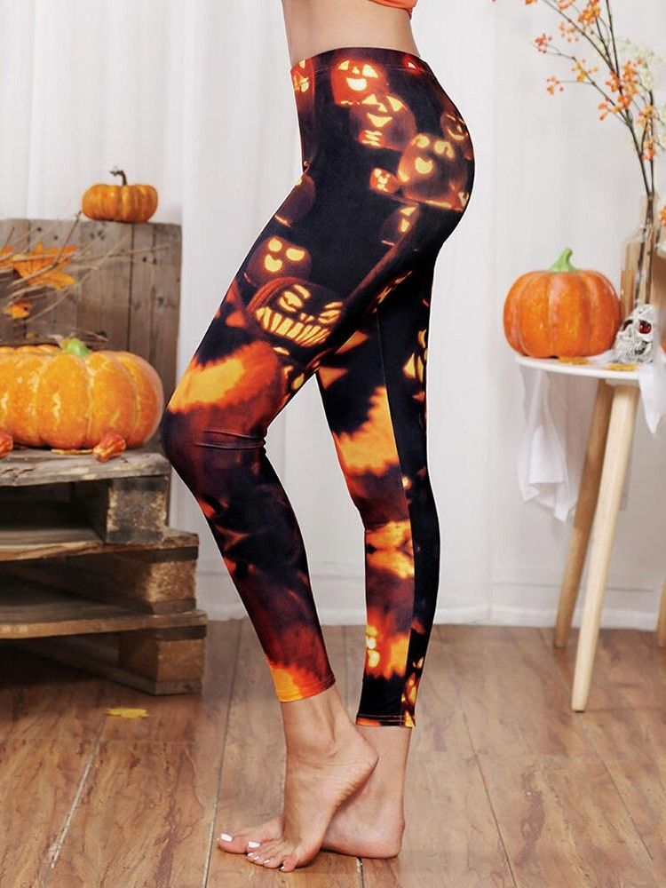 Kvinders Color Block Pumpkin Leggings