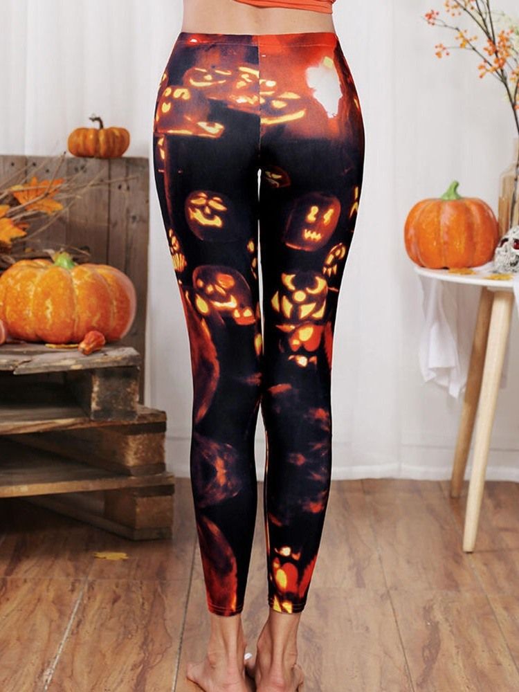 Kvinders Color Block Pumpkin Leggings