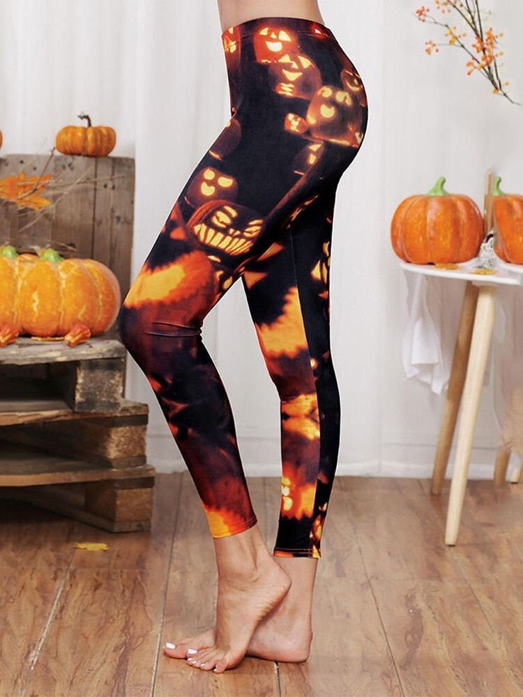 Kvinders Color Block Pumpkin Leggings