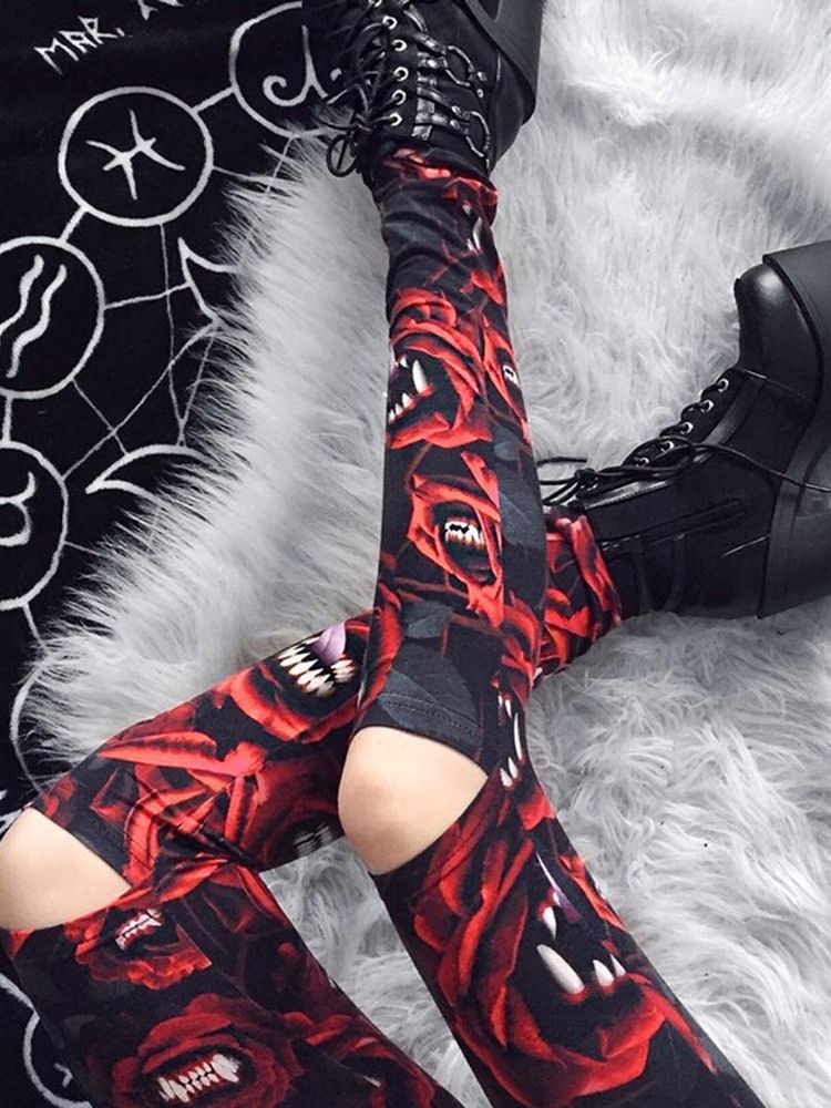 Kvinders Halloween-kostume Print Office Lady Floral Leggings