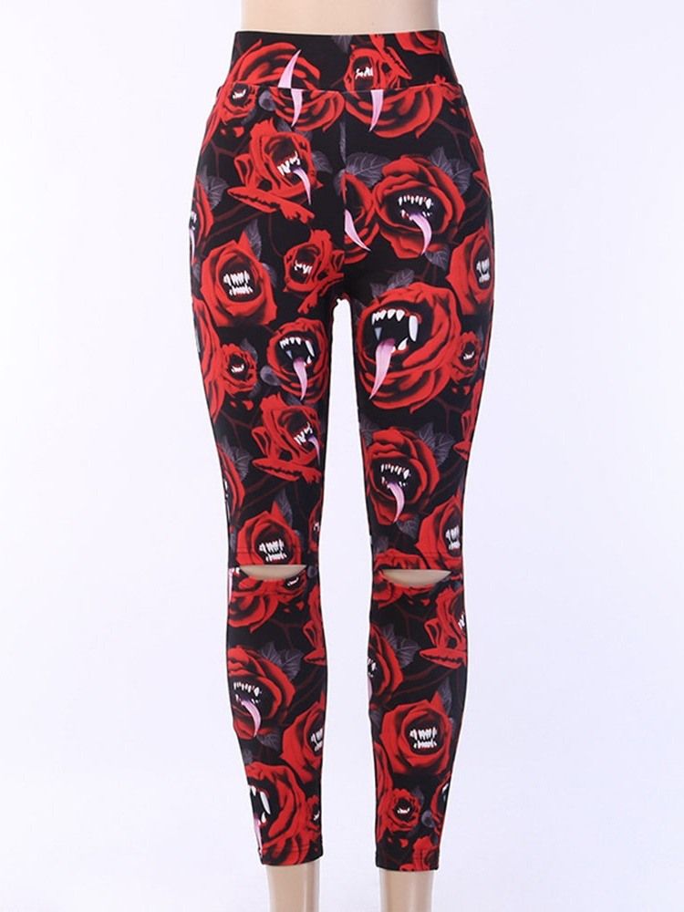 Kvinders Halloween-kostume Print Office Lady Floral Leggings