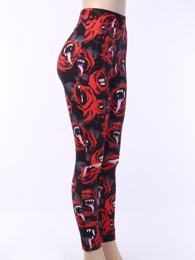 Kvinders Halloween-kostume Print Office Lady Floral Leggings