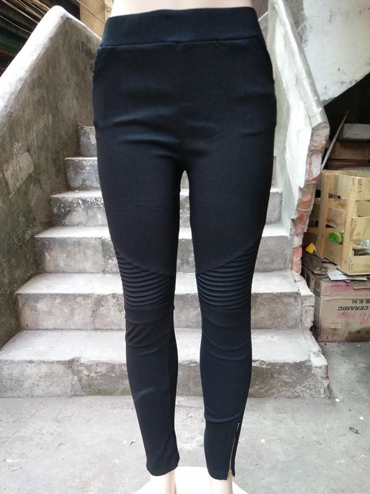 Kvinders Patchwork Plain Mid-waist Leggings Bukser