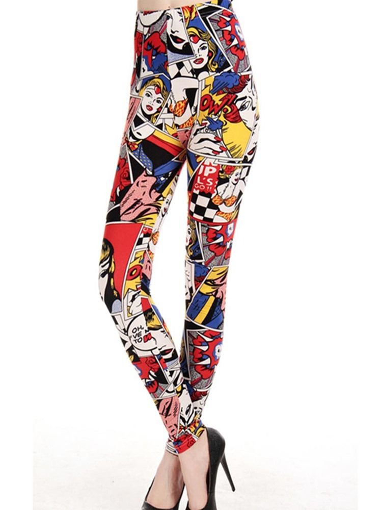 Kvinders Print Cartoon Leggings Bukser