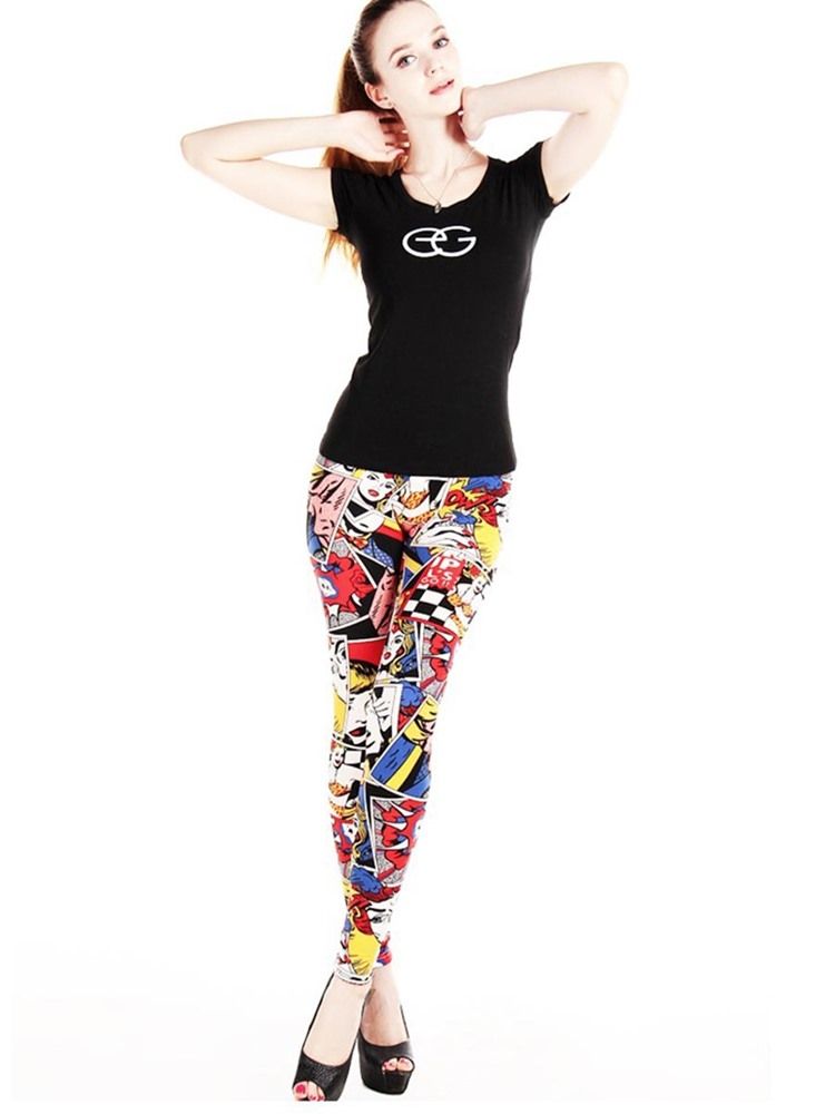 Kvinders Print Cartoon Leggings Bukser