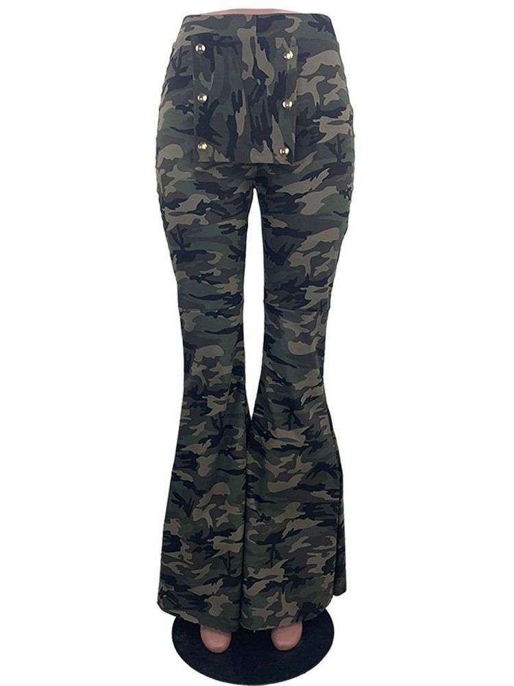 Kvinders Slanke Camouflage Fuld Længde Bellbottoms Afslappede Bukser