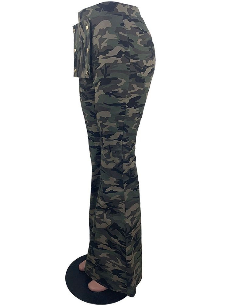 Kvinders Slanke Camouflage Fuld Længde Bellbottoms Afslappede Bukser