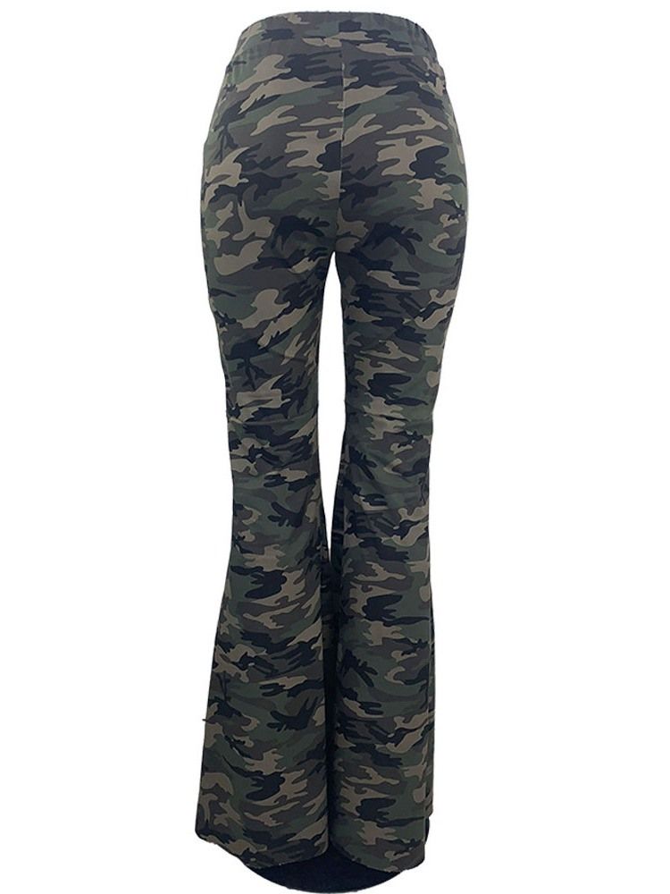 Kvinders Slanke Camouflage Fuld Længde Bellbottoms Afslappede Bukser