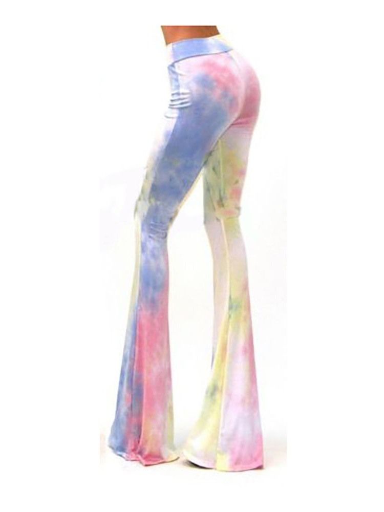 Kvinders Slim Color Block Tie-dye Casual Flare Bukser