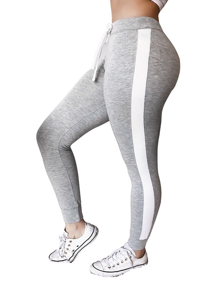 Lace-up Stripe Leggings Til Kvinder