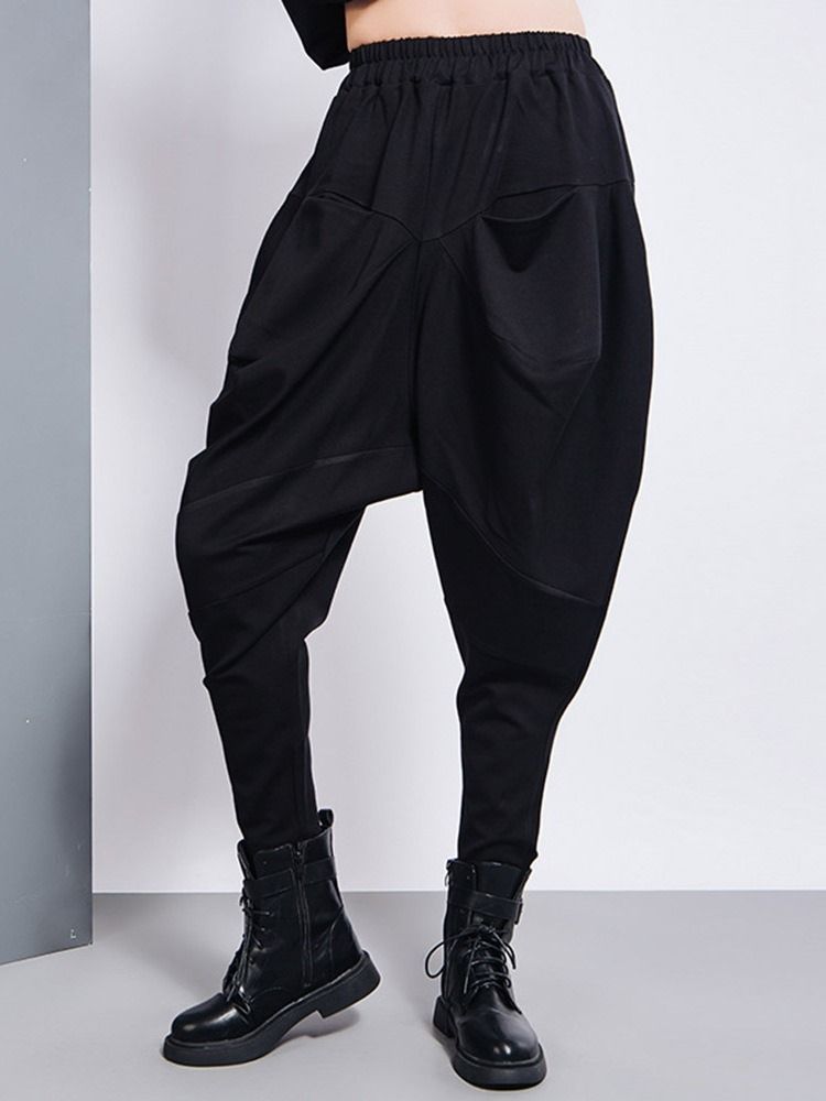 Loose Plain Pleated Baggy Pants High Waist Casual Kvinders Bukser