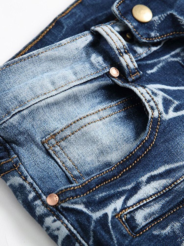 Lynlås Slidt Denim Casual Slim Herrebukser