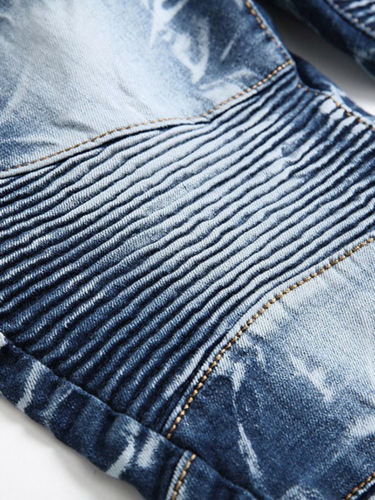 Lynlås Slidt Denim Casual Slim Herrebukser