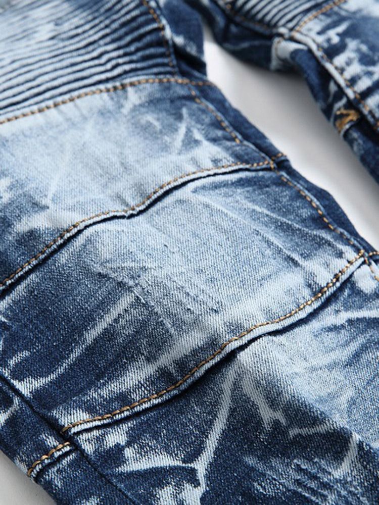 Lynlås Slidt Denim Casual Slim Herrebukser