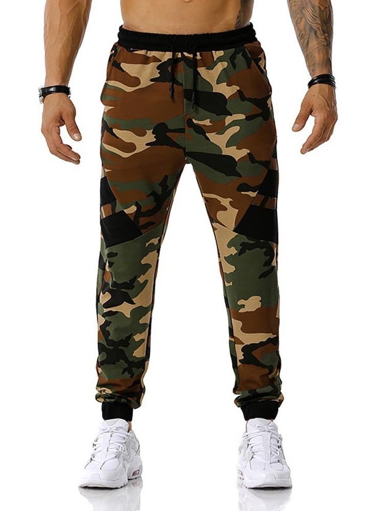 Pencil Pants Camouflage Print Mid Waist Men's Casual Pants