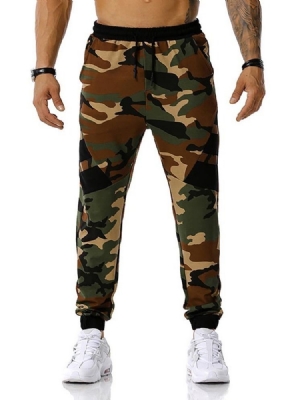 Pencil Pants Camouflage Print Mid Waist Men's Casual Pants