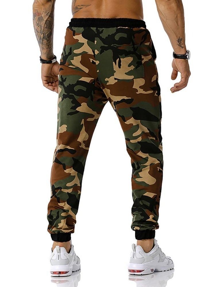 Pencil Pants Camouflage Print Mid Waist Men's Casual Pants