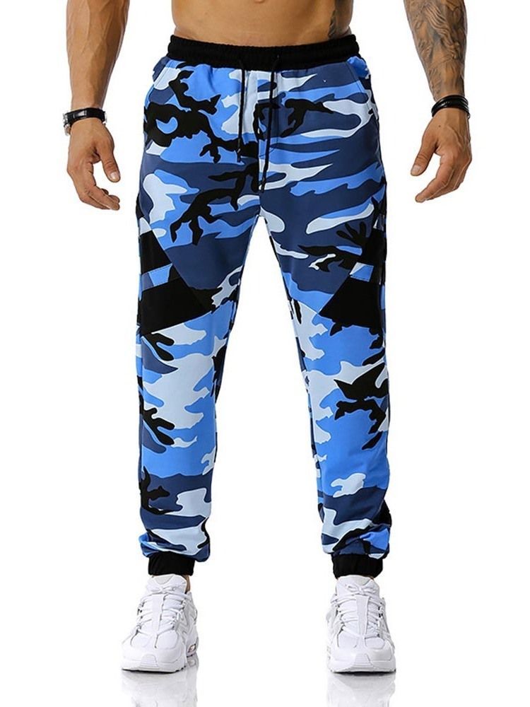 Pencil Pants Camouflage Print Mid Waist Men's Casual Pants