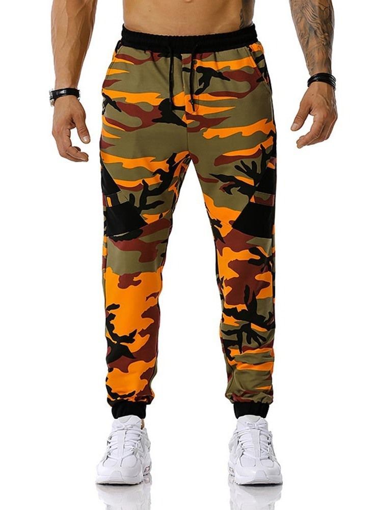 Pencil Pants Camouflage Print Mid Waist Men's Casual Pants