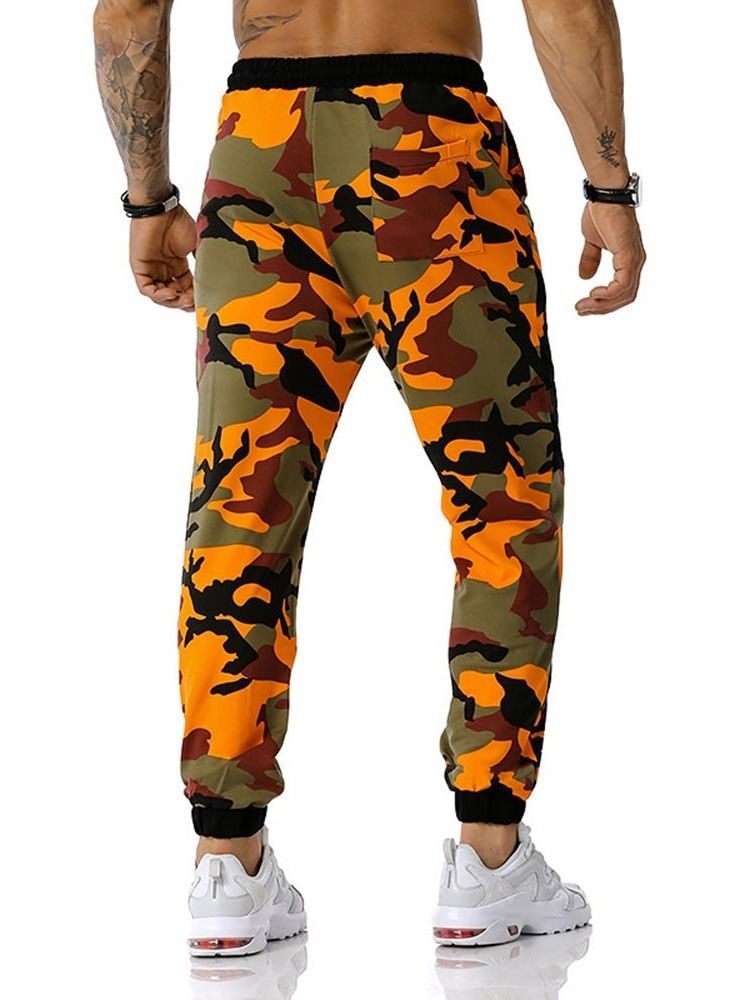 Pencil Pants Camouflage Print Mid Waist Men's Casual Pants