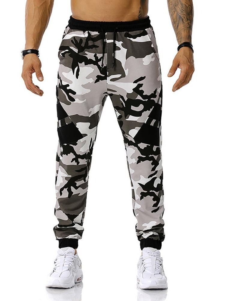 Pencil Pants Camouflage Print Mid Waist Men's Casual Pants