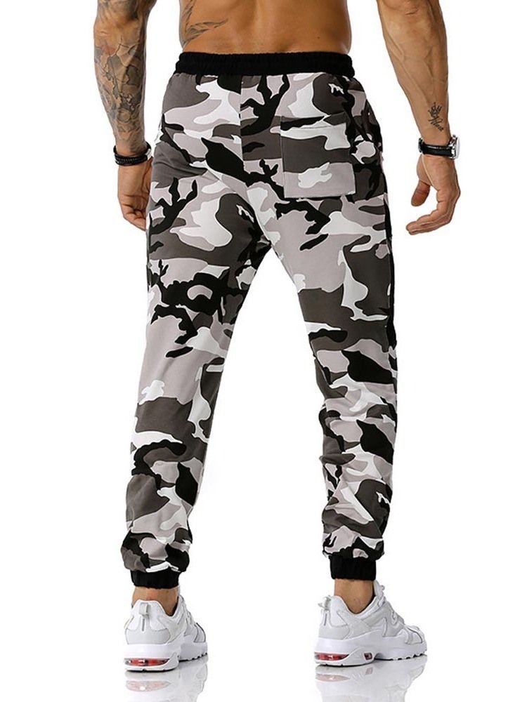 Pencil Pants Camouflage Print Mid Waist Men's Casual Pants