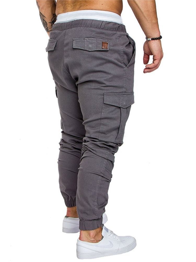 Pencil Pants Lace-up Plain Men's Sports Casual Pants