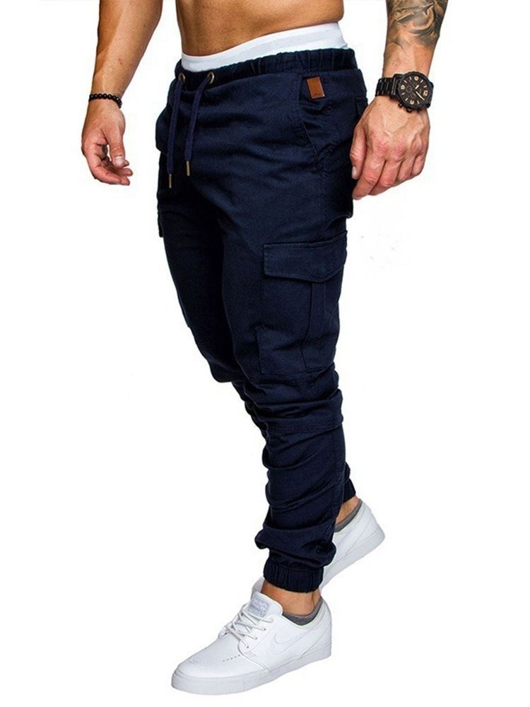 Pencil Pants Lace-up Plain Men's Sports Casual Pants