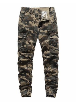 Pencil Pants Pocket Camouflage Mid Waist European Casual Men's Pants