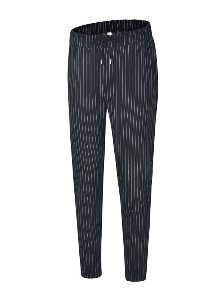 Pencil Pants Stripe Mid Talje Four Seasons Casual Men's Pants