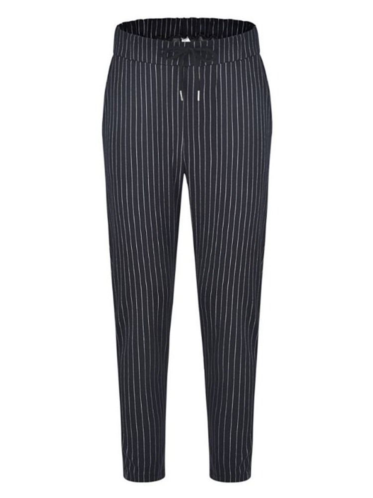 Pencil Pants Stripe Mid Talje Four Seasons Casual Men's Pants