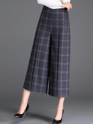 Plaid Cropped Pocket Women's Dress Pants