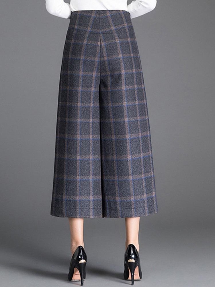 Plaid Cropped Pocket Women's Dress Pants