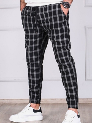 Plaid Pencil Pants Pocket Men's Casual Pants