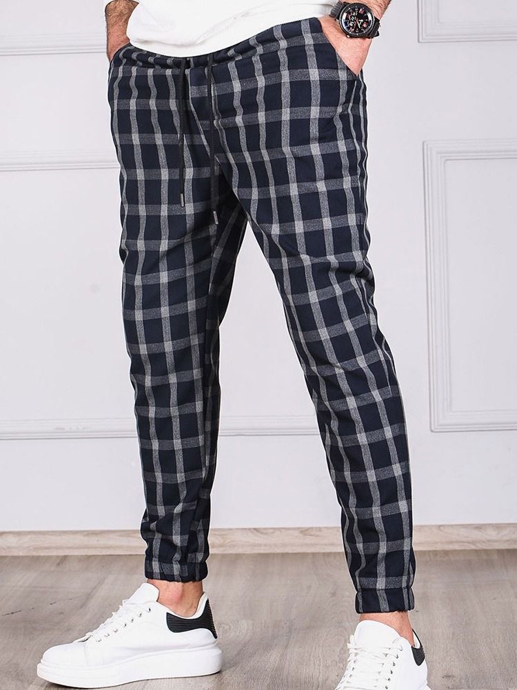 Plaid Pencil Pants Pocket Men's Casual Pants