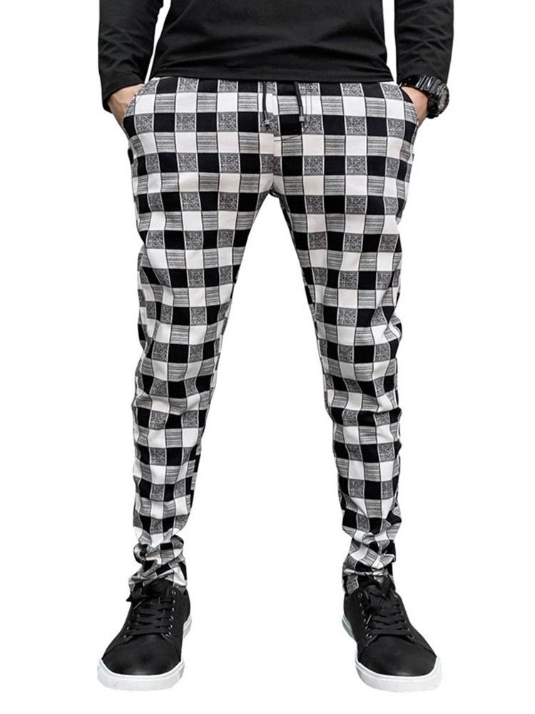 Plaid Print Pencil Pants Casual Casual Men's Pants