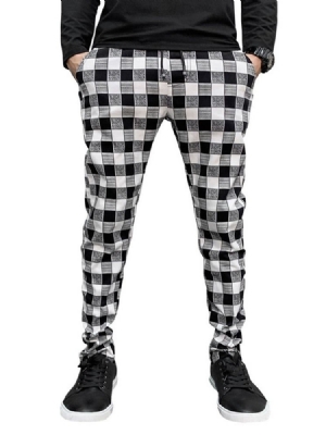 Plaid Print Pencil Pants Casual Casual Men's Pants