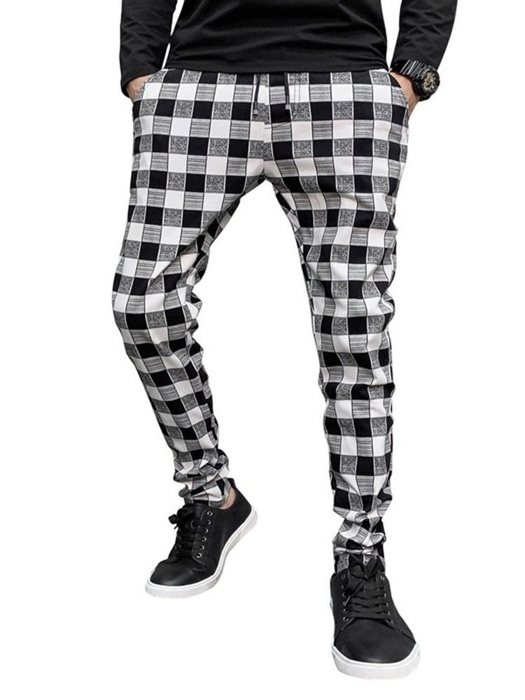 Plaid Print Pencil Pants Casual Casual Men's Pants