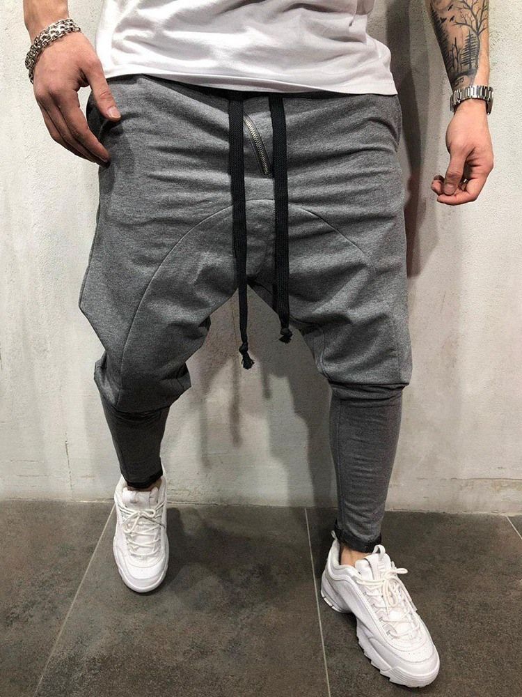 Plain Lace-up Herre Casual Baggy Pants