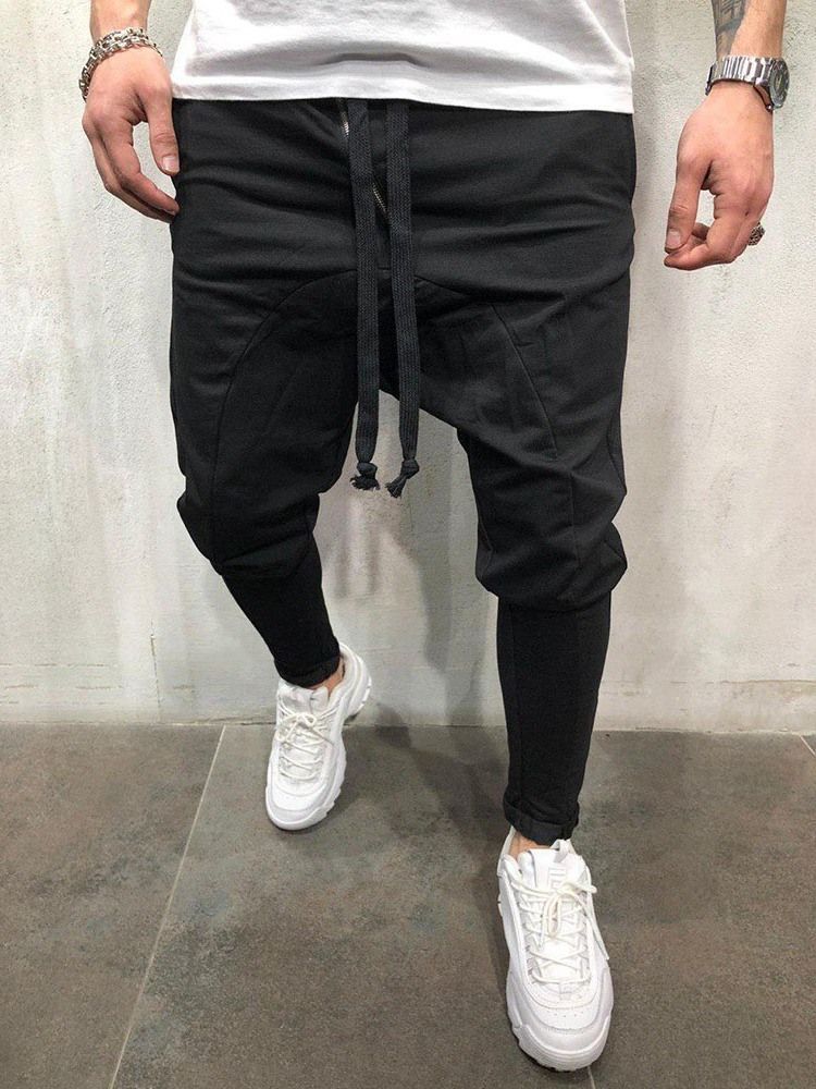 Plain Lace-up Herre Casual Baggy Pants