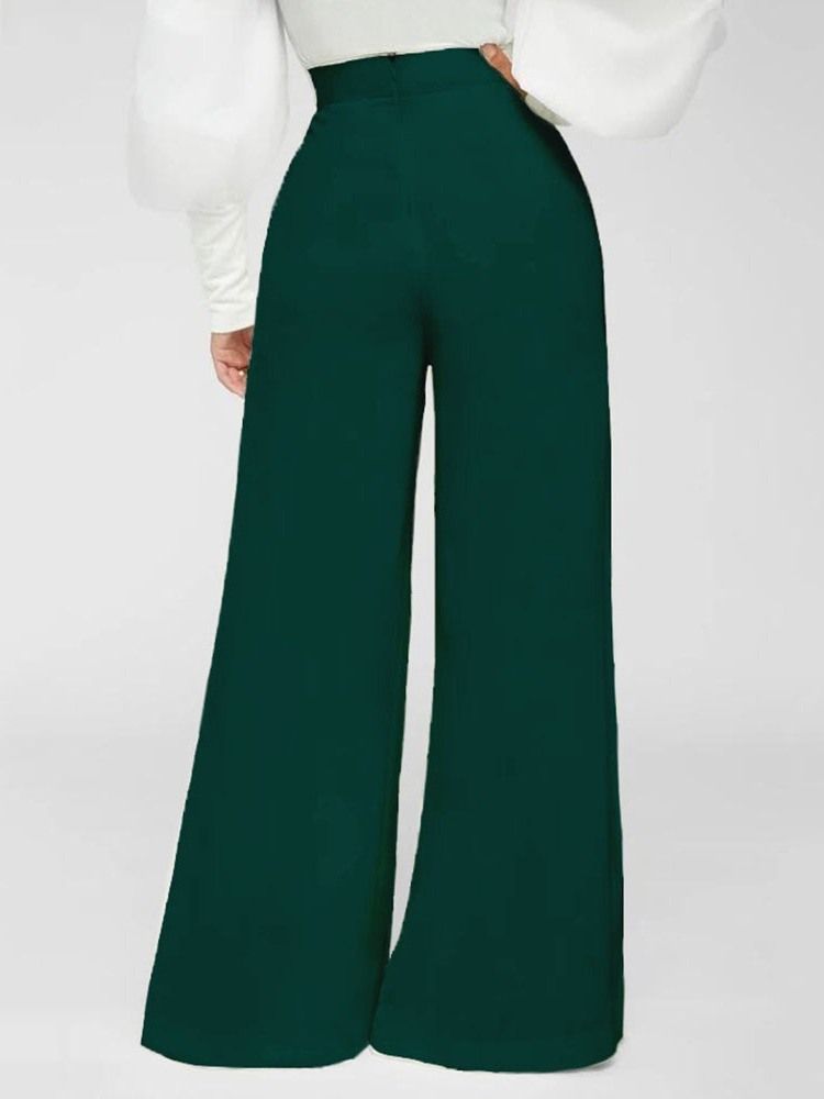 Plain Loose Mid Waist Full Length Women's Casual Pants