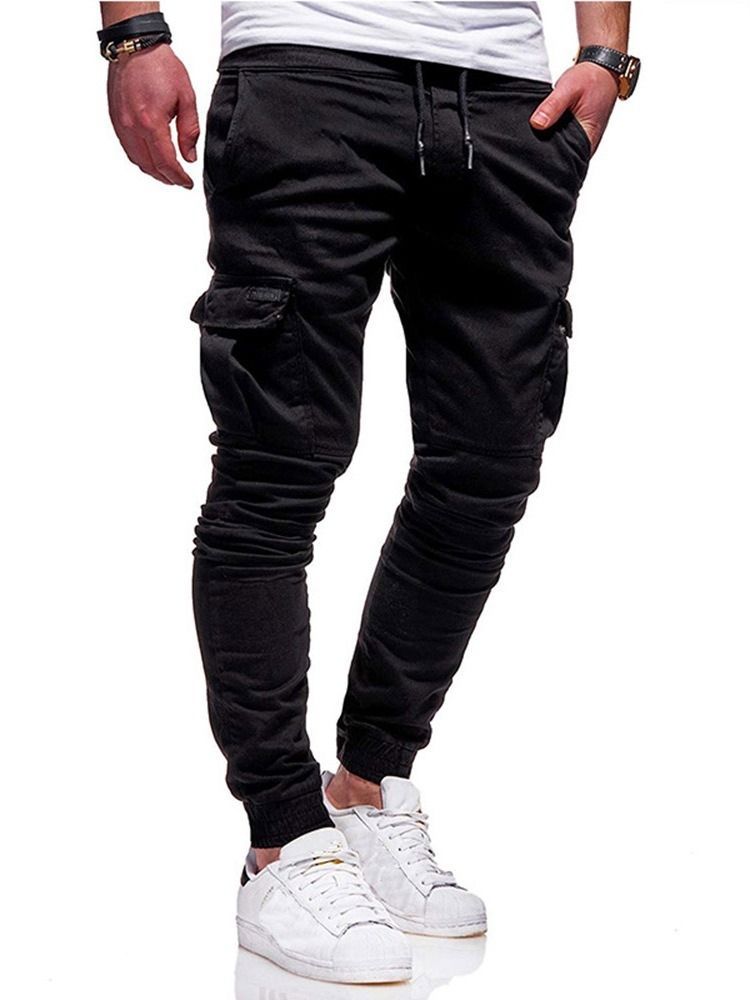 Plain Mid Waist Men's Casual Bukser