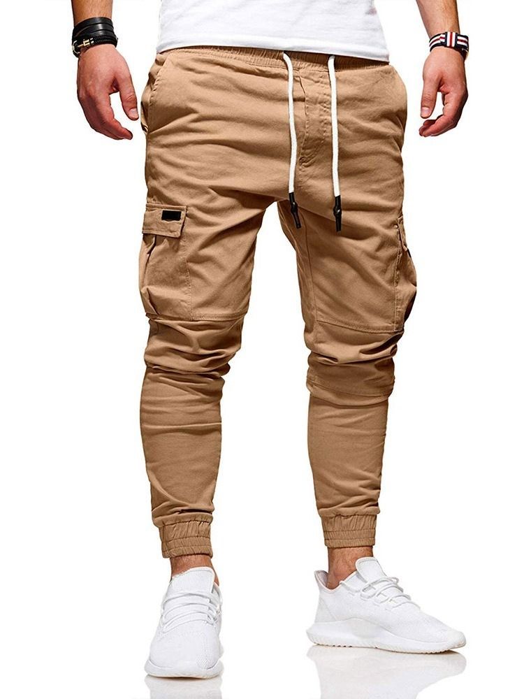 Plain Mid Waist Men's Casual Bukser