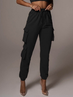 Plain Pocket Slim Full Length Pencil Pants Kvinders Afslappede Bukser