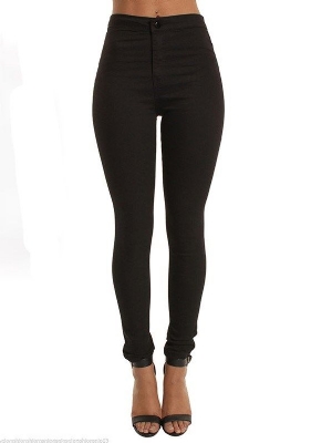 Plain Slim Mid-waist Women's Pants