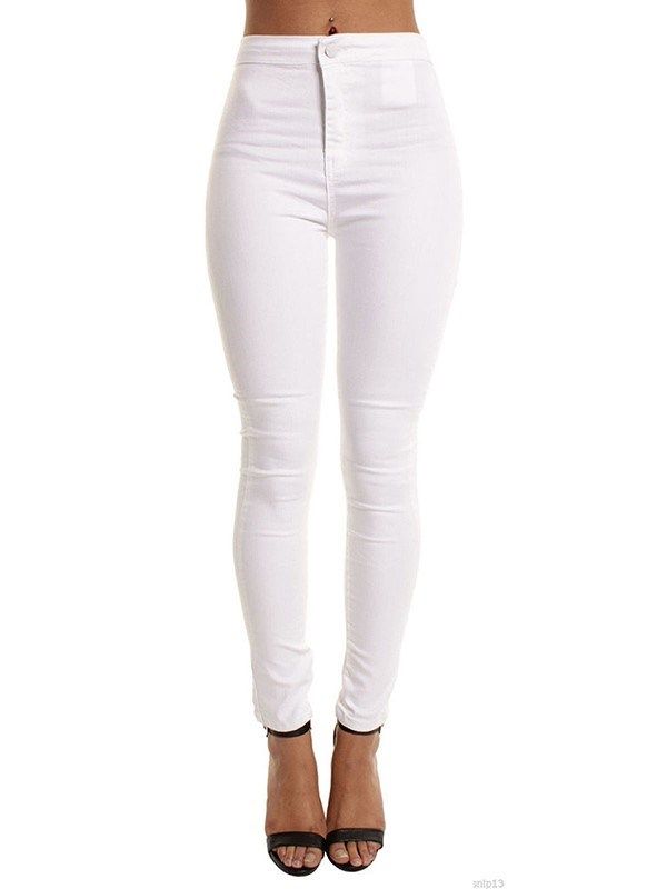 Plain Slim Mid-waist Women's Pants